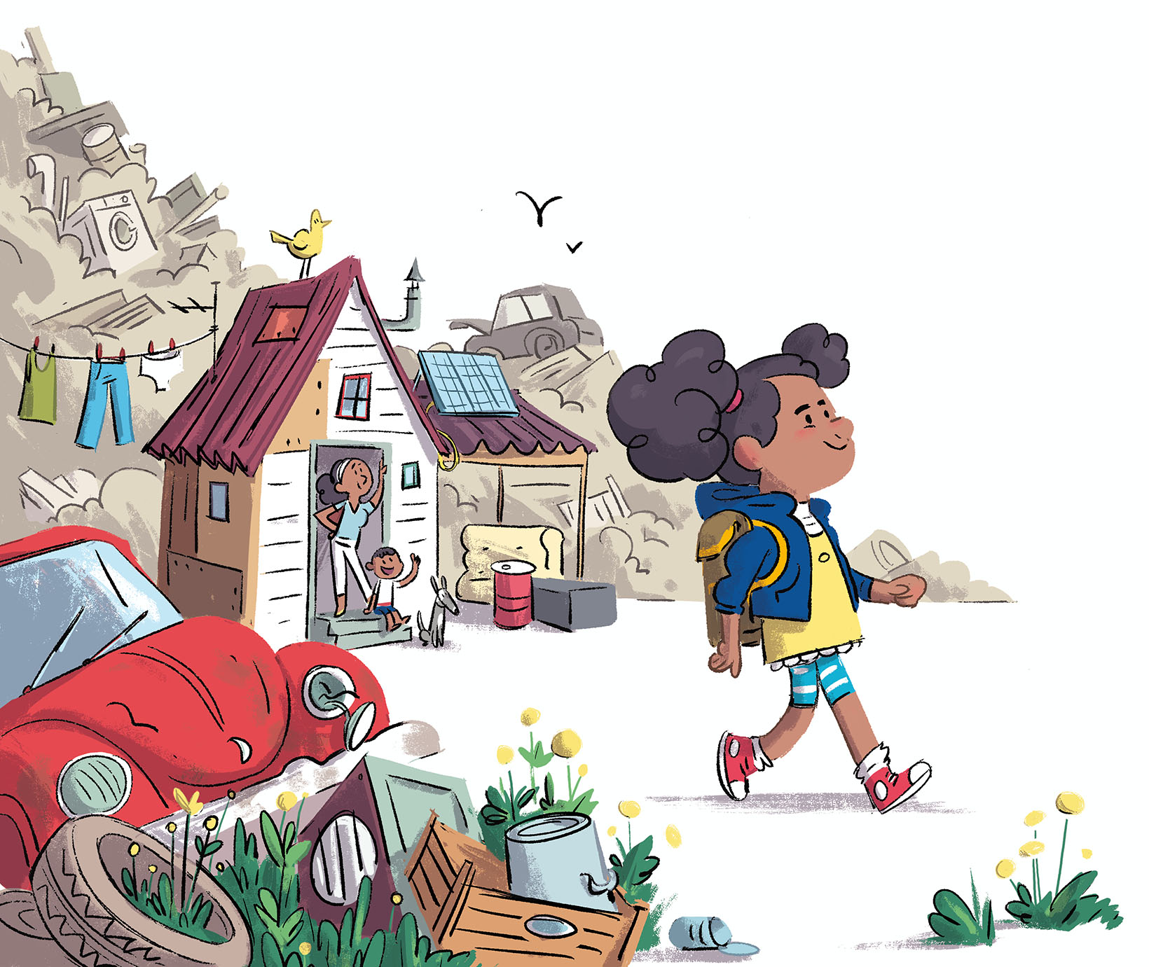 اِدا در حال رفتن به مدرسه است