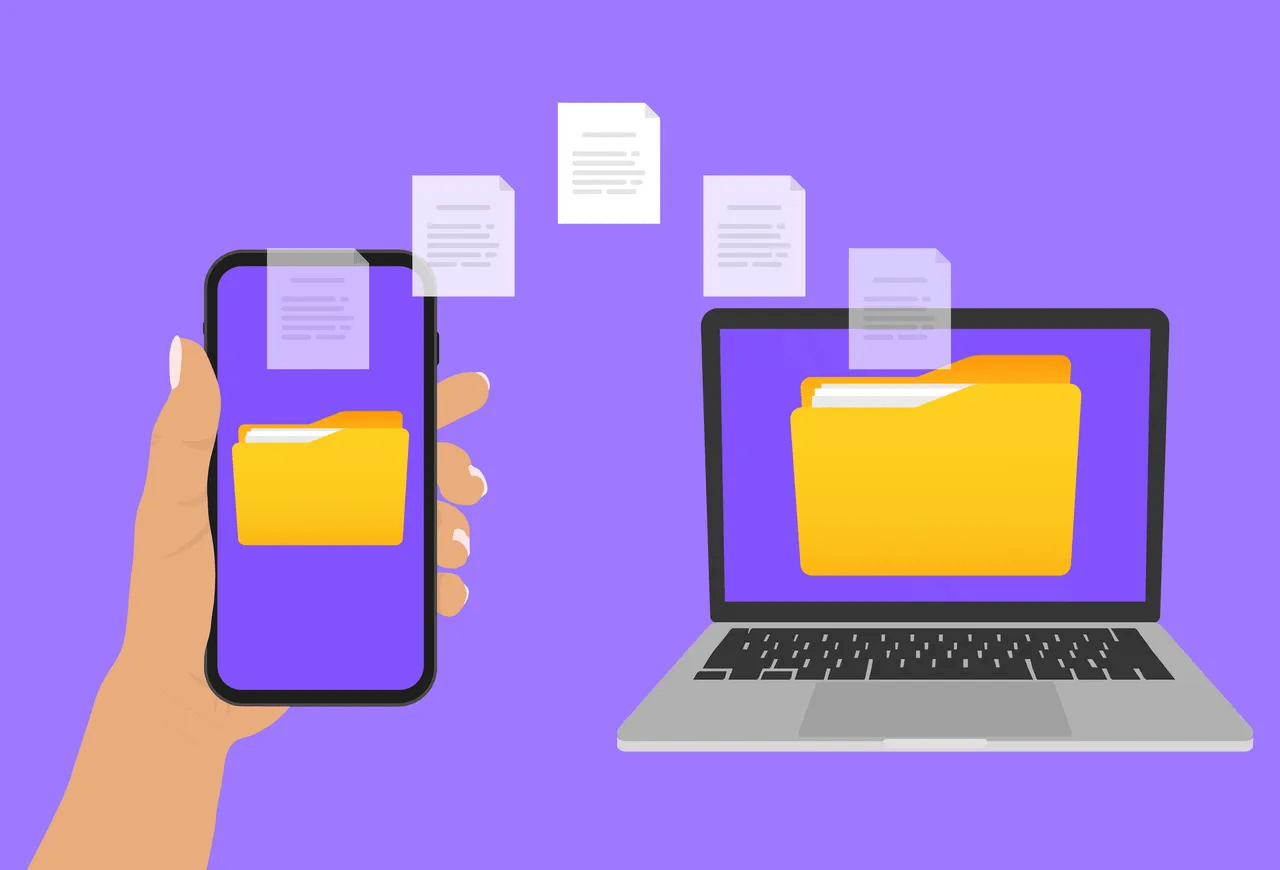 تصویر انتقال فایل از تلفن به لپتاپ بدون کابل